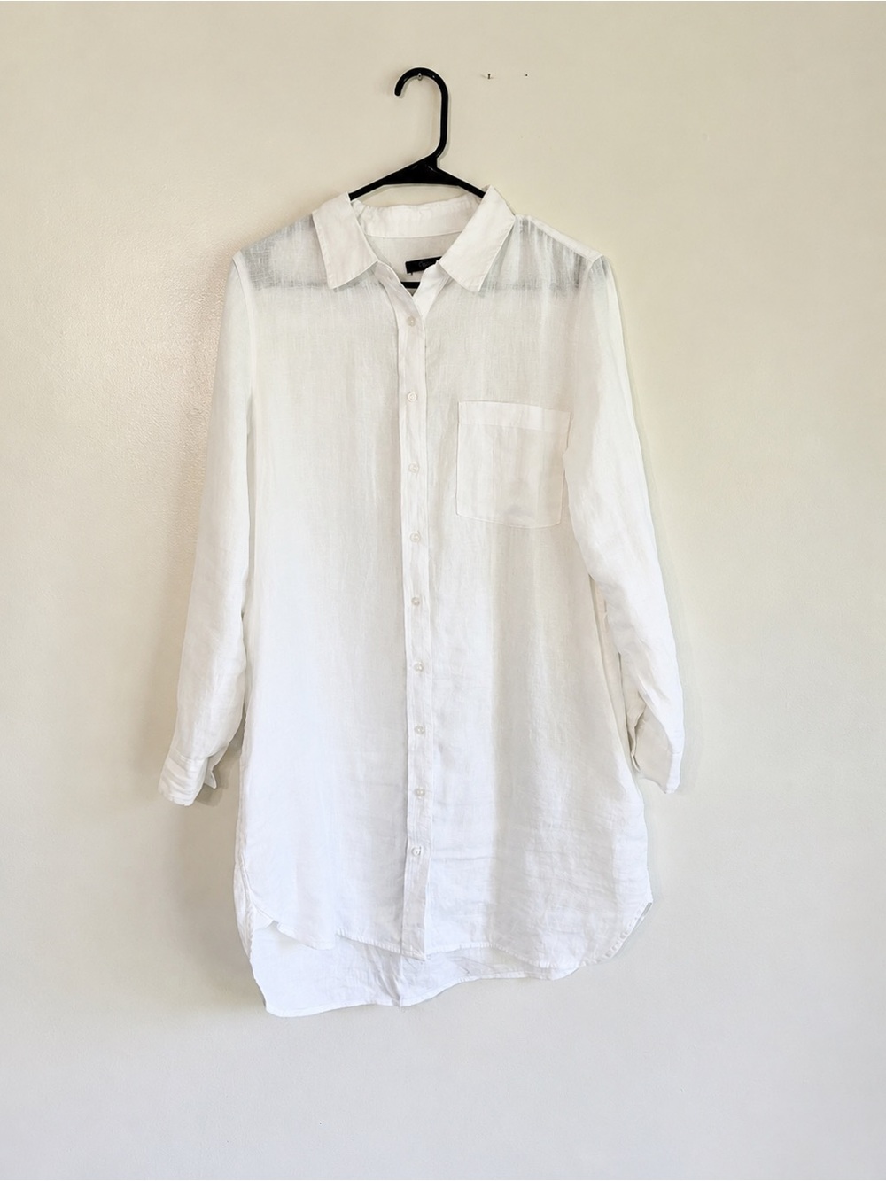 Quince European Linen White Button-Front Shirt Dress - Picture 3 of 6
